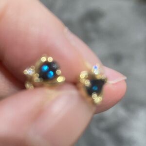 14k sapphire and Diamond earrings